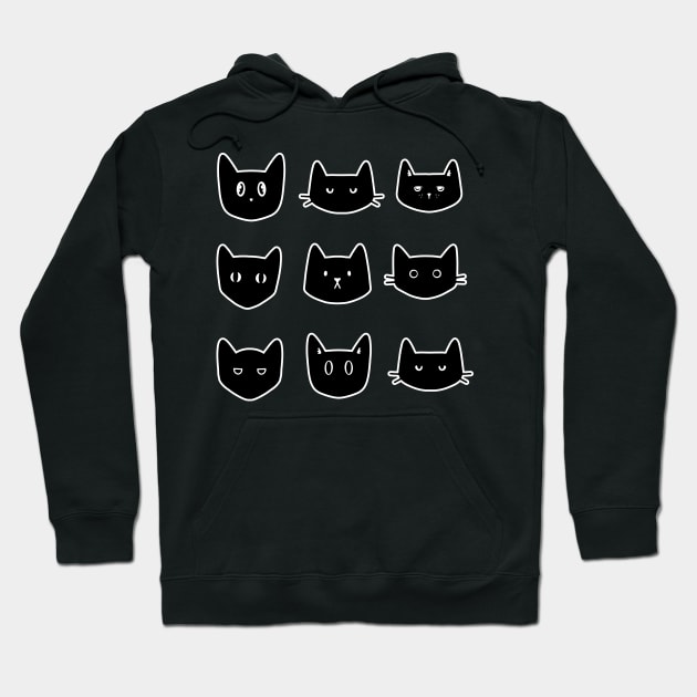 Cute Black Cat Pattern Hoodie by SusanaDesigns